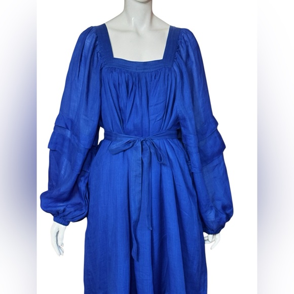 Banana Republic Royal Blue Midi Ramie Long Sleeve Dress Size XL - Picture 6 of 12